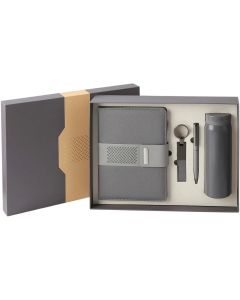 Office 1 Комплект Welcome, тефтер, бутилка, химикалка и ключодържател, в кутия, сив