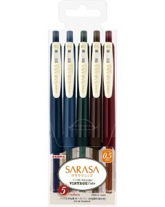 Zebra Гел ролер Sarasa Clip Vintage, автоматичен, 0.5 mm, 5 цвята