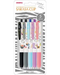 Zebra Гел ролер Sarasa Clip Kawaii, 0.7 mm, 5 броя, 4 цвята
