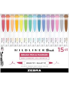 Zebra Маркер-четка Mildliner Brush&Marker 15PK, 15 цвята