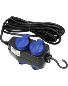 Разклонител Heavy-duty 2+2x 2P+E със защитни капаци и кука с кабел 5m IP44 Черен - Orno OR-AE-13160(GS)/5M