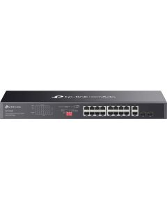 Switch TP-Link DS1018GMP, 16x1Gb PoE+, 2x1Gb SFP, неуправляем, рак