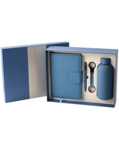 Office 1 Комплект Welcome, тефтер, бутилка, химикалка и ключодържател, в кутия, син