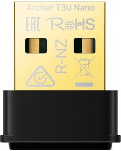 Безжичен адаптер TP-LINK Archer T3U Nano, AC1300, двулентов, USB 2.0, вгр. антена
