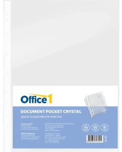 Office 1 Джоб за документи, A4, 90 µm, кристал, 10 броя