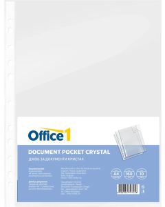 Office 1 Джоб за документи, A4, 160 µm, кристал, 10 броя