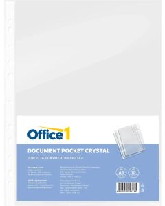 Office 1 Джоб за документи, A3, кристал, 10 броя