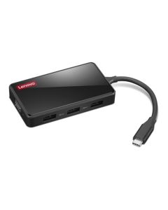 LENOVO 100, USB-C, 1х HDMI, 1х VGA, 3x USB-A, 4K - 30 Hz, черен