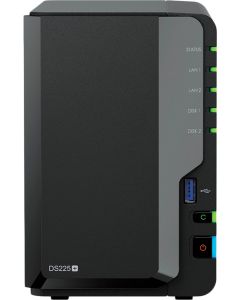 Synology DS225+, Tower, 2-bays 3.5\'\' SATA HDD-SSD, CPU Inte Celeron J4125 4-core, 2.0 GHz, burst up to 2.7 GHz, 2GB DDR4