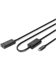 DIGITUS DA-73109, активен, USB 3.2, USB-C M към USB-C F, 5 Gbit/s, GL3510, 10.00 м, черен