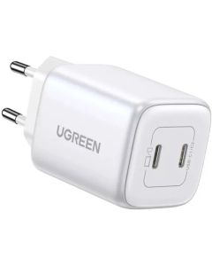 Зарядно устройство Ugreen CD294 220V 2xUSB-C, GaN, 45W, PD, NEXODE 15327 - бяло