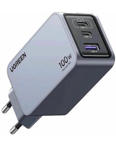 3-портово бързо зарядно устройство Ugreen NEXODE PRO X757 25874 - 220V 2xUSB-C,1xUSB A, GaN,100W