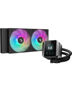 DeepCool MYSTIQUE 240 ARGB, 240mm CPU Liquid Cooler, 2.8\" LCD screen, 2x120mm PWM ARGB Fans, Fluid Dynamic Bearing, Black