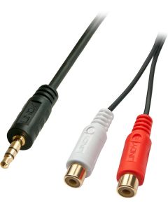 LINDY LNY-35678 :: Аудио-видео кабел, 2x RCA F към 1x 3.5мм M, 0.25 м