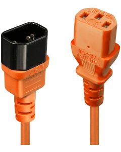 LINDY LNY-30473 :: Захранващ кабел, C14 към C13, удължителен, оранжев, 0.5 м