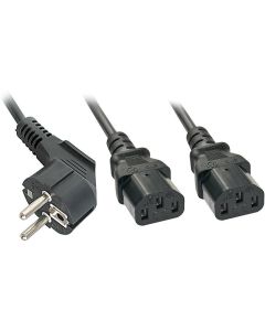 LINDY LNY-30048 :: Захранващ кабел, Schuko към 2x IEC C13, 2.0 м