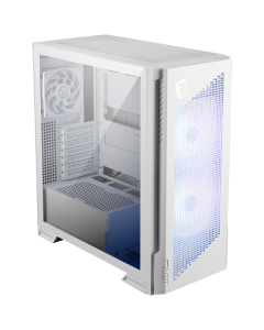 MSI MPG VELOX 300R AIRFLOW PZ WHITE, Mid-Tower, E_ATX-ATX-M-ATX-ITX, 2x USB 3.2, 1x USB Type-C 20Gbs, ARGB Fan Hub, Бял