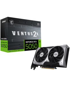 MSI Video Card NVIDIA GeForce RTX 5050 8G VENTUS 2X OC, 8GB GDDR6, 128-bit, 2602 MHz Boost, 2560 CUDA Cores, PCIe 5.0 (x8)