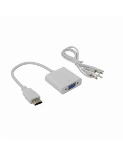 SBOX AD.HDMI-VGA+A, Видео конвертор, HDMI M към VGA F + аудио, 1080p, 1920×1200, HDCP 1.0/1.1/1.2, бял