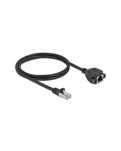 Delock Мрежов кабел удължителен S-FTP RJ45 мъжко към RJ45 женско, Cat. 6A, 25 cm, черен