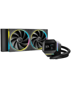 DeepCool LM240, 2.4" LCD screen, 2x120mm FL12 SE ARGB PWM Fans, Черен
