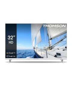 Thomson 32\" HD Google TV; 1366 x 768, DLED, 60 Hz, HDR10,Google Cast, Wi-Fi, BT, LAN, HDMI 3 (1.4), USB 2, Adjustable Side Feet, Whi
