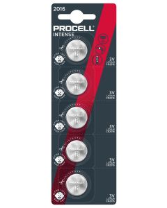 Бутонна батерия DURACELL PROCELL CR2016, 3V, 5 бр. в блистер, Литиева, цена за 1 бр.