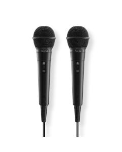 Аудио динамични микрофони, С кабел, 3.5 mm жак, -75 dB, 600 Ω, 100 Hz - 10 kHz, комплект от 2 броя, черен