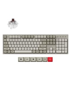 Keychron C2PX-M3, геймърска, механична, USB-C, Keychron Super Brown, RGB подсветка, бял