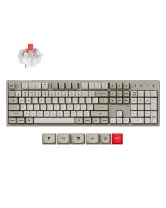 Keychron C2PX-M1, геймърска, механична, USB кабел, Keychron Red Brown, RGB подсветка, бял