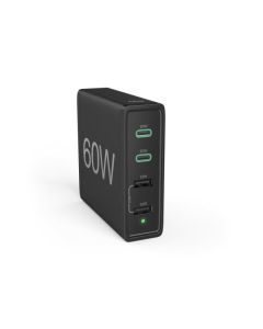 HAMA Зарядна станция 4 порта, 60W, 2x USB-C, 2x USB-A, PD, Fast Charge, черен