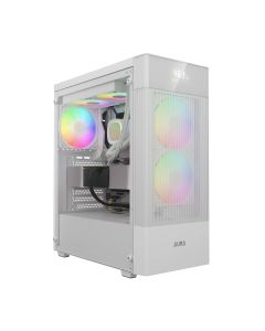 Gamdias AURA GC5 ELITE, ATX, Middle Tower, закалено стъкло, USB 3.0, USB 2.0, 3x 120mm вентилатори, RGB бутон, бял