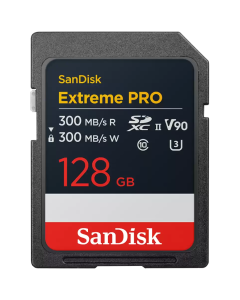 SANDISK Extreme PRO 128GB SDXC Memory Card, 300MB-s Read & Write speeds, 8K, V90, UHS-II