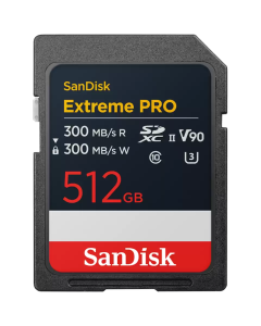 SANDISK Extreme PRO 512GB SDXC Memory Card, 300MB-s Read & Write speeds, 8K, V90, UHS-II