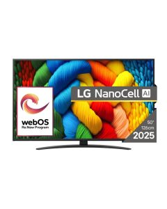 LG 50NANO81A3A, 50" 4K HDR Smart Nano Cell TV, 3840x2160, ThinQ AI, WiFi, Clear Voice, AI Upscaling, BT, CI, LAN, Black