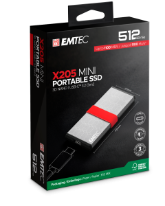 Външно SSD EMTEC X205 Mini SSD 512GB, USB 3.2 Gen 2 Type-C