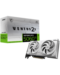 MSI Video Card NVIDIA GeForce RTX 5060 Ti 16G VENTUS 2X OC WHITE PLUS, 16GB GDDR7, 128-bit, 3x DP 2.1b, HDMI 2.1b, 180W TDP