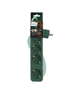 Power strip Philips 4x, w-1.5m cable, Green