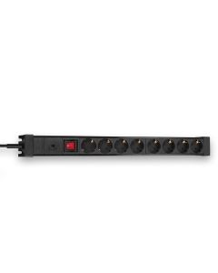 LINDY LNY-73104 :: 8-портов разклонител, Schuko, черен, с ключ