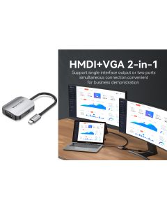 Преходник USB-C - HDMI / VGA VENTION TDIHB 4K 0.15