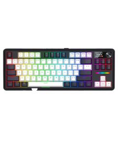 Bluetooth и безжична механична геймърска клавиатура Redragon Wildslash LCD Pro K746WB-RGB-PRO RGB осветление - черна с бяло