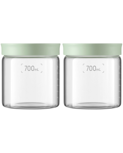 BUYDEEM Стъклена кутия за съхранение 700мл, 2 броя, Cozy Greenish