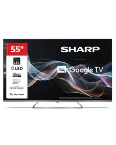 Sharp 55JP7265E, 55\" QLED Mini led Google TV, 4K Ultra HD 3840x2160 Frameless, AQUOS, DVB-T-T2-C-S-S2, Google Assistant, USB, Wi-Fi