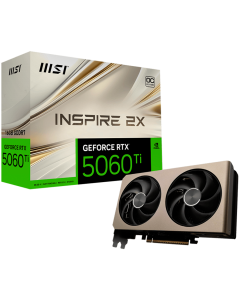 MSI Video Card NVIDIA GeForce RTX 5060 Ti 16G INSPIRE 2X OC, 16GB GDDR7, 128-bit, 2617 MHz Boost, 4608 CUDA Cores, PCIe 5.0 (x8), 3x DP 2.1b, HDMI 2.1b, RAY TRACING, Dual Fan, 180W TDP, 8-pin PCIe Power, G-SYNC, 2-Slot, 3Y
