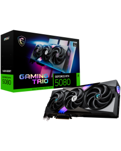 MSI Video Card Nvidia GeForce RTX 5080 16G GAMING TRIO, 16GB GDDR7, 256bit, Effective Memory Clock: 30000MHz, Boost: 2617 MHz, 10752 CUDA Cores, PCIe 5.0, 3x DP 2.1a, HDMI 2.1b, RAY TRACING, Triple Fan, 1x16pin, 850W Recommended PSU, 3Y