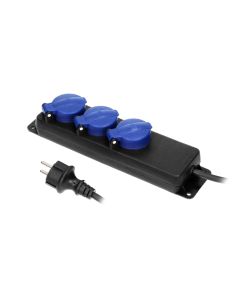 Разклонител Heavy-duty 3x 2P+E със защитни капаци и кабел 3m IP44 Черен - Orno OR-AE-13158(GS)/3M