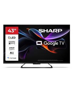 Sharp 43HR7265E, 43" QLED Google TV, 144 Hz, 4K Ultra HD 3840x2160 Frameless, Google Assistant, Google Cast