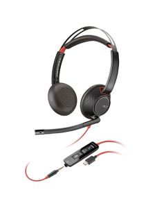 HP Poly Blackwire 5220 стерео USB-C слушалки + 3,5 мм аудио жак + USB-C/A адаптер, 8X231AA