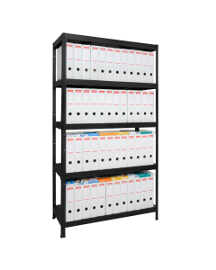 Метален стелаж HARD 180x90x40 см, до 130 кг на рафт  - черен