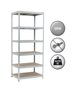 Метален стелаж STAR 213x90x60 см, до 250 кг на рафт - цинк